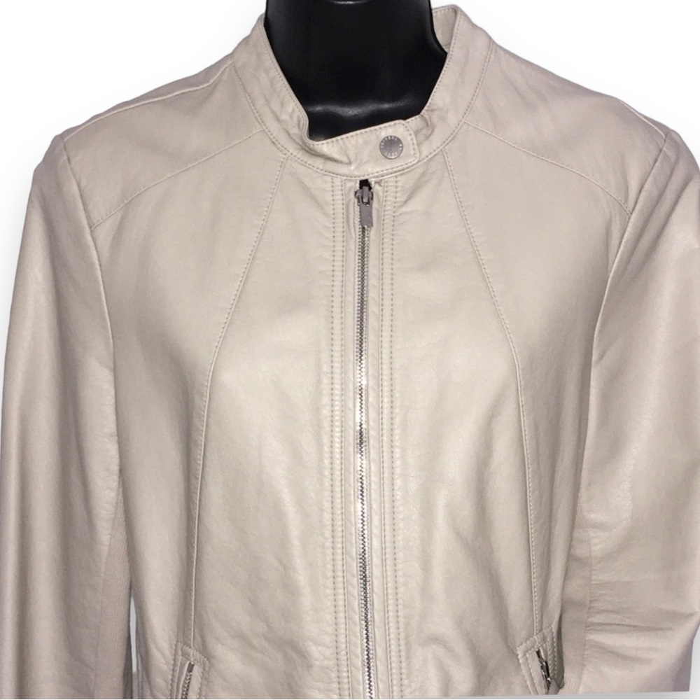 Express Women's Tan Faux Leather Jacket Sz Med - Picture 3 of 7